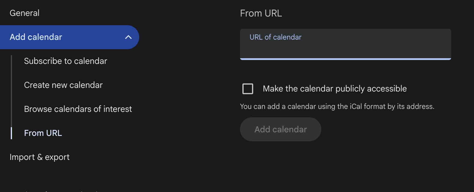 iCal Feed URL